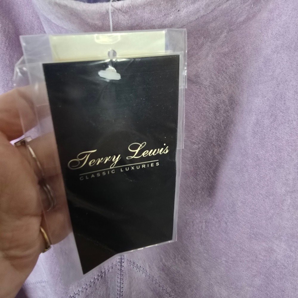 Terry Lewis Purple Suede Leather‎ Midi Skirt Lavender A-Line Size 8 NWT - Picture 6 of 6